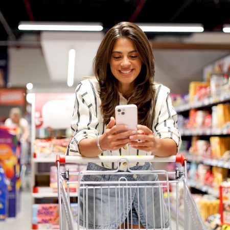 Student while shopping at the supermarket